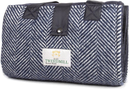 Picknickkleed Leisure Visgraat Blauw - Fleece - Waterdicht - 137x137cm - Tweedmill
