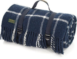 Picknickkleed Polo Geruit Blauw - Wol - Waterdicht - 145x183cm - Tweedmill