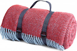 Picknickkleed Polo Visgraat Rood Blauw - Wol - Waterdicht - 145x183cm - Tweedmill