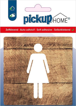 Pickup Dames hout - 90x90 mm Pictogram Route Acryl