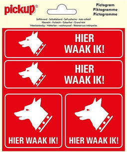Pickup Pictogram 15x15 cm 4 op 1 - Hier waak ik