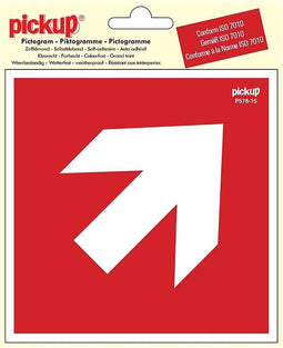 Pickup Pictogram 15x15 cm - Richtingspijl 45 - conform ISO 7010