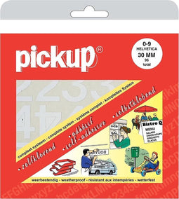Pickup plakcijfers boekje Helvetica wit - 30 mm
