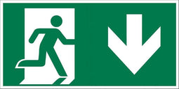 Pickup Vluchtweg - Naar beneden - conform NEN-EN-ISO 7010 bord 30x15 cm
