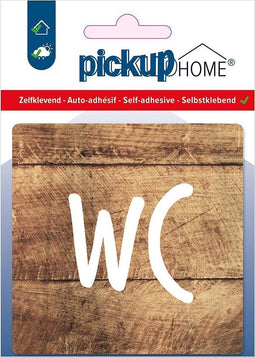 Pickup WC hout - 90x90 mm Pictogram Route Acryl