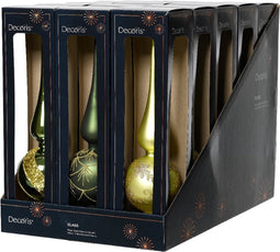 Piek glas d8l31 cm groen a3 kerst
