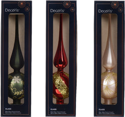 Piek glas d8l31 cm groen/rood a3 kerst