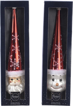 Piek glas figuur d7,5 en h30 cm rood/wit