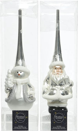 Piek glas figuur d8 en h8 cm wit/zilver