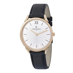 Pierre Cardin Pigalle plissée CPI.2003 Horloge - Leer - Zwart - Ø 40 mm