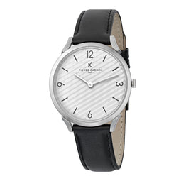 Pierre Cardin Pigalle Stripes CPI.2016 Horloge - Leer - Zwart - Ø 40 mm