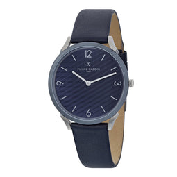 Pierre Cardin Pigalle Stripes CPI.2017 Horloge - Leer - Blauw - Ø 40 mm