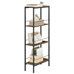 Woltu Opbergkast Narrow 4 Planken Industrieel - MDF + Metaal - Rustiek Bruin + Zwart - 50 x 20 x 110