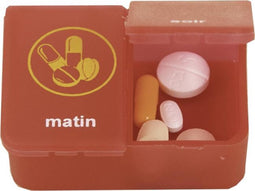 Pillendoos 1 dag - 2 vaks transparant rood FR