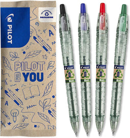 Pilot - B2P Ecoball Balpen flow pack - Medium - Zwart/Blauw/Rood/Groen - 4 stuks