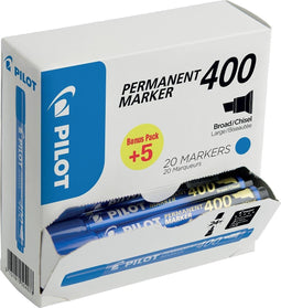 Pilot permanent marker 400, XXL doos met 15 + 5 stuks, blauw