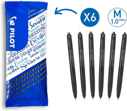 Pilot - Super Grip-G Intrekbare Balpen - Medium - Zwart - 6 stuks