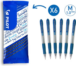 Pilot - Super Grip Intrekbare Balpen - Medium - Blauw - 6 stuks