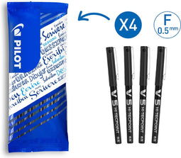 Pilot - V5 Vloeibare inktroller - Fijn - Zwart - 4 stuks