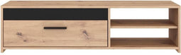 PILVI TV-meubel - Eigentijdse stijl - Eiken decor - 1 klep + 2 nissen - L 120 x D 42 x H 32 cm