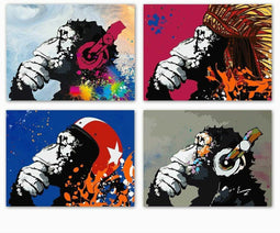 Schilderij DKD Home Decor Muziek Aap Modern (70 x 1,8 x 50 cm) (4 Stuks)