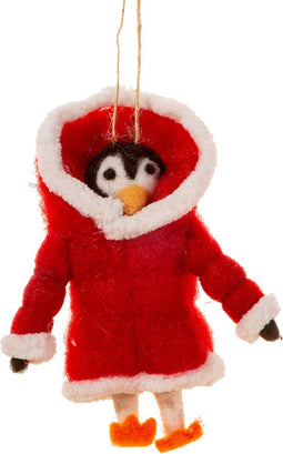Pinguïn in winterjas kersthanger - Sass & Belle