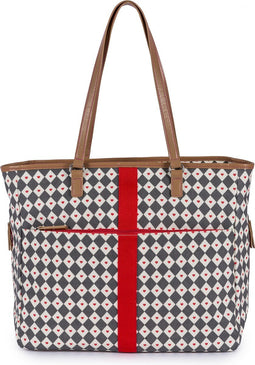 Pink Lining Henrietta Tote - Diamond Heart - Grey & Red