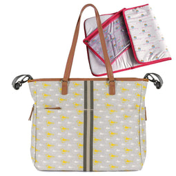 PINK LINING - Luiertas / Verzorgingstas - Henriette Tote - garden birds - Grijs / Geel