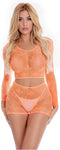 Pink Lipstick - Crop top en shortje met canna motief oranje - Oranje