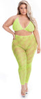 Pink Lipstick - Legging en bh-topje met cannabis motief Plussize neongroen - Groen