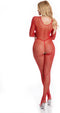 Pink Lipstick Lingerie Bodystocking -M/L- RISQUE CROTCHLESS Rood