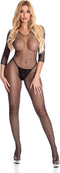 Pink Lipstick Lingerie Bodystocking -M/L- RISQUE CROTCHLESS Zwart