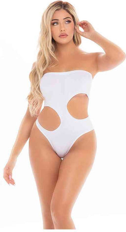 Pink Lipstick Lingerie Bodysuit Fatale Cutout, One Size Wit