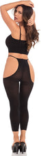 Pink Lipstick Lingerie Top en legging set ROAD TRIP 2PC HOTPANT SET, One Size Zwart