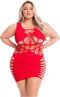 Pink Lipstick - Minijurkje met open gedeeltes Plussize rood - Rood