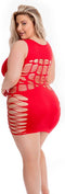 Pink Lipstick - Minijurkje met open gedeeltes Plussize rood - Rood