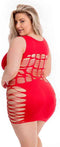 Pink Lipstick - Minijurkje met open gedeeltes Plussize rood - Rood