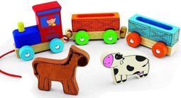 Pintoy Houten Dierentrein met Boerderijdieren - Educatief Speelgoed voor Kinderen vanaf 18 Maanden - 34x10x6 cm