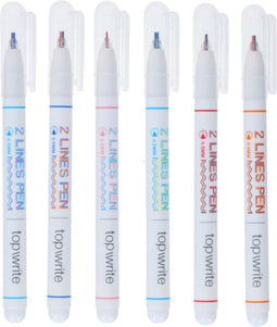 Top Write Pen Dubbele Line - 2 x 0.5 mm. - Meerkleurig - 6 Stuks