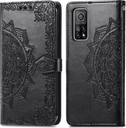 iMoshion Hoesje Geschikt voor Xiaomi Mi 10T Pro / Mi 10T Hoesje Met Pasjeshouder - iMoshion Mandala Bookcase - Zwart