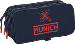 Pennenetui met 3 vakken Munich Flash 21,5 x 10 x 8 cm Marineblauw