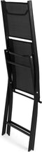 Tuinset - zwart metaal - gehard glas - opvouwbare stoelen