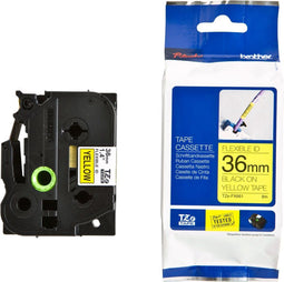 Labeltape flexibel Brother TZe, TZ TZEFX661 Tapekleur: Geel Tekstkleur:Zwart 36 mm 8 m