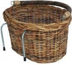 Pit rieten stuur mand rond middel vlak bruin