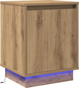 vidaXL - Nachttafel - met - LED-verlichting - - - Artisan - Eik - 39x34,5x50 - cm