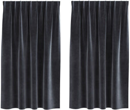 vidaXL - Zwarte - Uitvouwgordijnen - met - Toplint - 2 - stuks - Donkergrijs - Velvet