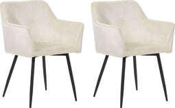 Set van 2 eetkamerstoelen JASMIN Fluweel Crème