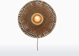 GOOD&MOJO Wandlamp Bali - Bamboe/Zwart - Ø60cm - Binnen Scandinavisch,Bohemian