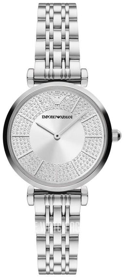 Emporio Armani AR11445 - Dameshorloge 32 mm - Zilveren wijzerplaat - Roestvrijstalen armband