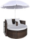 vidaXL - Tuinbed - met - parasol - poly - rattan - bruin